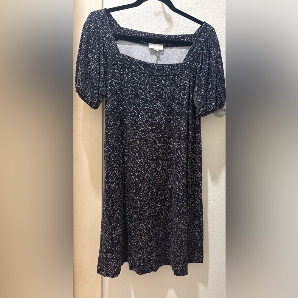 LOFT Dark Blue Dress with White Dots